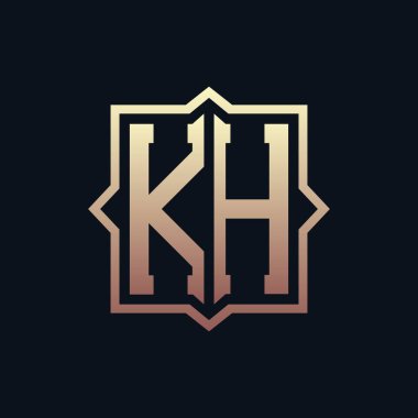 Lüks Baş harfleri KH Monogram Logo Tasarımı. Zarif Amblem Harfi KH İş ve Şirket Kimliği Logosu Tasarımı