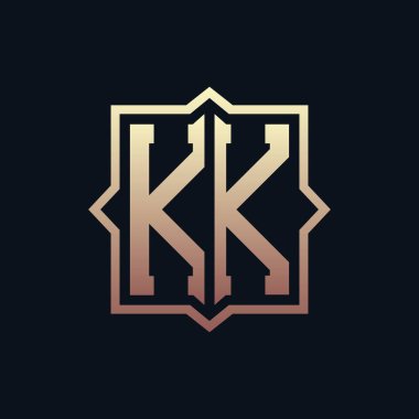 Lüks K.K. Monogram Logo Tasarımı. Zarif Amblem Mektup KK İş ve Şirket Kimliği Logosu Tasarımı