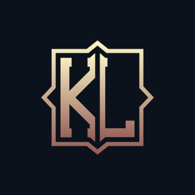 Lüks Baş harfleri KL Monogram Logo Tasarımı. Zarif Amblem Harfi KL İş ve Şirket Kimliği Logosu Tasarımı