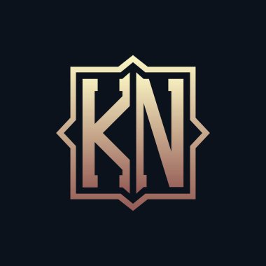 Lüks Baş harfleri KN Monogram Logo Tasarımı. Zarif Amblem Harfi İş ve Şirket Kimliği için KN Logo Tasarımı