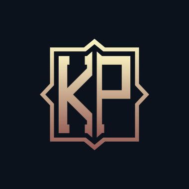 Lüks Baş harfleri KP Monogram Logo Tasarımı. Zarif Amblem Harfi KP İş ve Şirket Kimliği Logosu Tasarımı