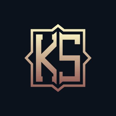 Lüks Baş harfleri KS Monogram Logo Tasarımı. Zarif Amblem Harfi KS İş ve Şirket Kimliği Logosu Tasarımı