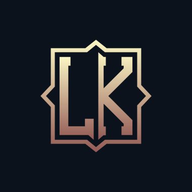 Lüks Baş LK Monogram Logo Tasarımı. Zarif Amblem Harfi LK İş ve Şirket Kimliği Logosu Tasarımı