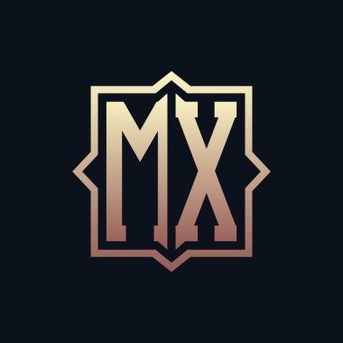 Lüks Baş MX Monogram Logo Tasarımı. Zarif Amblem Harfi MX İş ve Şirket Kimliği Logosu Tasarımı