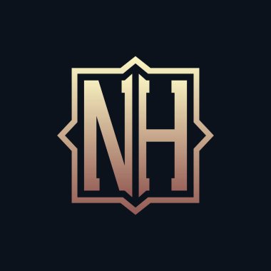 Lüks Baş NH Monogram Logo Tasarımı. Zarif Amblem Harfi NH İş ve Şirket Kimliği Logosu Tasarımı