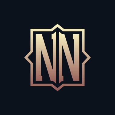 Lüks Baş NN Monogram Logo Tasarımı. Zarif Amblem Harfi NN İş ve Şirket Kimliği Logosu Tasarımı