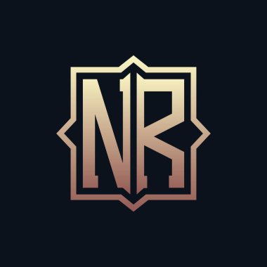 Lüks Baş NR Monogram Logo Tasarımı. Zarif Amblem Harfi NR İş ve Şirket Kimliği Logosu Tasarımı