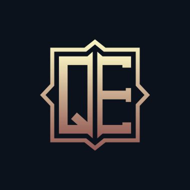 Lüks Baş harfleri QE Monogram Logo Tasarımı. Zarif Amblem Harfi QE İş ve Şirket Kimliği Logosu Tasarımı