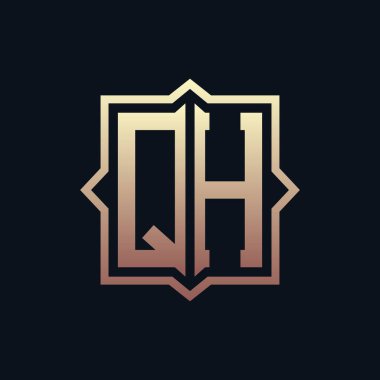 Lüks İlk QH Monogram Logo Tasarımı. Zarif Amblem Harfi QH İş ve Şirket Kimliği Logosu Tasarımı
