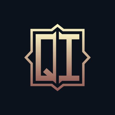 Lüks Baş QI Monogram Logo Tasarımı. Zarif Amblem Mektup QI İş ve Şirket Kimliği için Logo Tasarımı