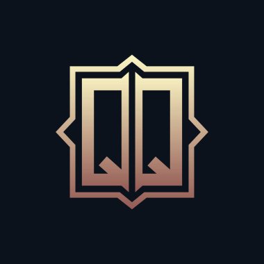Lüks Baş QQ Monogram Logo Tasarımı. Zarif Amblem Harfi QQ İş ve Şirket Kimliği Logosu Tasarımı