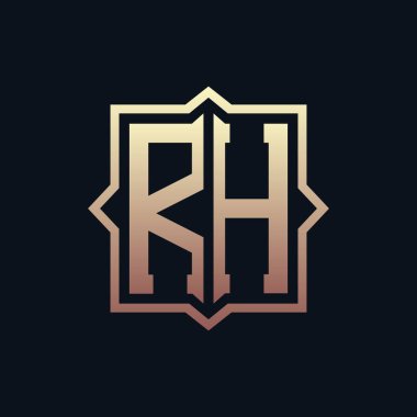 Luxury Initial RH Monogram Logo Design . Elegant Emblem Letter RH Logo Design for Business and Corporate Identity clipart