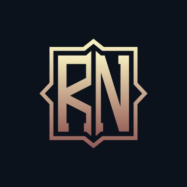 Lüks Baş RN Monogram Logo Tasarımı. Zarif Amblem Harfi RN İş ve Şirket Kimliği Logosu Tasarımı