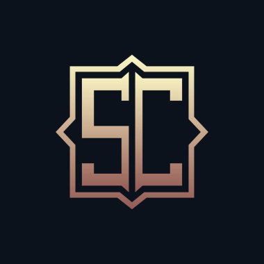 Lüks Başlıklı SC Monogram Logosu Tasarımı. Zarif Amblem Harfi SC İş ve Şirket Kimliği Logosu Tasarımı