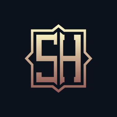 Lüks Baş harfleri SH Monogram Logo Tasarımı. Zarif Amblem Harfi SH İş ve Şirket Kimliği Logosu Tasarımı