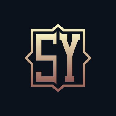 Lüks Baş harfleri SY Monogram Logo Tasarımı. Zarif Amblem Harfi SY İş ve Şirket Kimliği Logosu Tasarımı