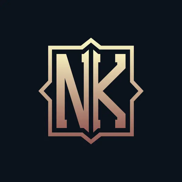 Lüks Baş NK Monogram Logo Tasarımı. Zarif Amblem Harfi NK İş ve Şirket Kimliği Logosu Tasarımı