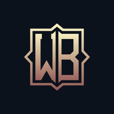 Lüks Başlıklı WB Monogram Logo Tasarımı. Zarif Amblem Harfi WB İş ve Şirket Kimliği Logosu Tasarımı