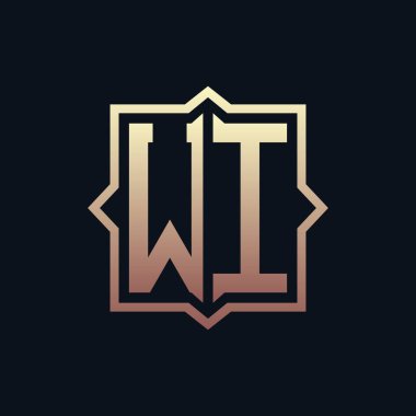 Lüks WI İlk Monogram Logo Tasarımı. Zarif Amblem Harfi WI İş ve Şirket Kimliği Logosu Tasarımı