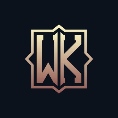Lüks İlk WK Monogram Logo Tasarımı. Zarif Amblem Harfi WK İş ve Şirket Kimliği Logosu Tasarımı
