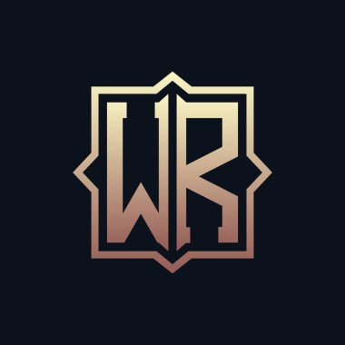 Luxury Initial WR Monogram Logo Design . Elegant Emblem Letter WR Logo Design for Business and Corporate Identity clipart