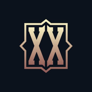 Lüks Baş harfleri XX Monogram Logo Tasarımı. Zarif Amblem Mektup XX İş ve Şirket Kimliği Logosu Tasarımı