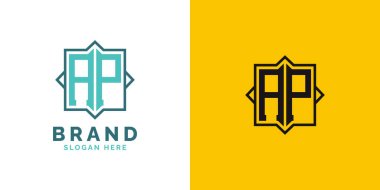 Modern AP Monogram Logo Tasarımı. İlk Harf AP Logosu, Her Markaya Uygun Çok Yönlü Markalaşma