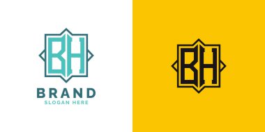 Modern BH Monogram Logo Tasarımı. İlk Harf BH Logosu, Her Markaya Uygun Çok Yönlü Damgalama