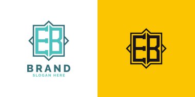 Modern EB Monogram Logo Tasarımı. İlk harf EB logosu, her marka için uygun çok yönlü markalaşma