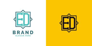 Modern ED Monogram Logo Tasarımı. İlk harf ED logosu, her marka için uygun çok yönlü markalaşma