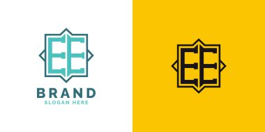 Modern EE Monogram Logo Tasarımı. İlk harf EE logosu, her marka için uygun çok yönlü markalaşma