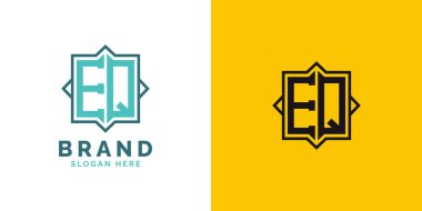 Modern EQ Monogram Logo Tasarımı. İlk harf EQ logosu, her marka için uygun çok yönlü markalaşma