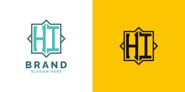 Modern HI Monogram Logo Tasarımı. İlk Harf HI Logosu, Her Markaya Uygun Çok Yönlü Damgalama