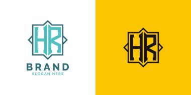 Modern HR Monogram Logo Tasarımı. İlk Harf HR Logosu, Her Markaya Uygun Çok Yönlü Damgalama