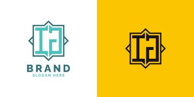 Modern IJ Monogram Logo Tasarımı. İlk Harf IJ Logosu, Her Markaya Uygun Çok Yönlü Damgalama