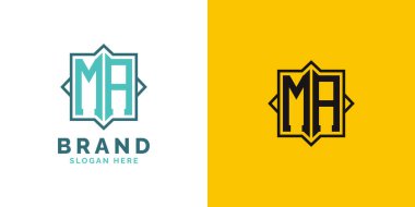 Modern MA Monogram Logo Tasarımı. Baş harf MA logosu, her marka için uygun çok yönlü markalaşma