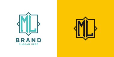 Modern ML Monogram Logo Tasarımı. İlk Harf ML Logosu, Her Markaya Uygun Çok Yönlü Markalaşma