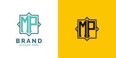 Modern MP Monogram Logosu Tasarımı. İlk Mektup milletvekili logosu, her marka için çok yönlü markalaşma