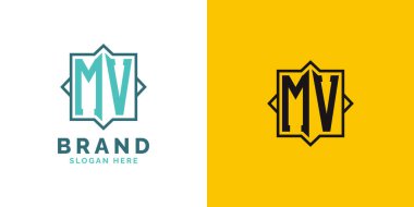 Modern MV Monogram Logo Tasarımı. İlk Harf MV Logosu, Her Markaya Uygun Değişken Markalaşma