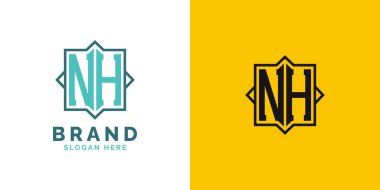 Modern NH Monogram Logo Tasarımı. İlk harf NH logosu, her marka için uygun çok yönlü markalaşma