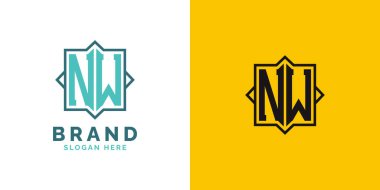 Modern NW Monogram Logo Tasarımı. İlk harf NW logosu, her marka için uygun çok yönlü markalaşma