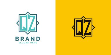 Modern QZ Monogram Logo Tasarımı. Başlangıç Harfi QZ Logosu, Her Markaya Uygun Çok Yönlü Damgalama