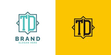 Modern TD Monogram Logo Tasarımı. İlk harf TD logosu, her marka için uygun çok yönlü markalaşma