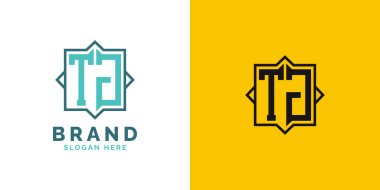 Modern TJ Monogram Logo Tasarımı. İlk harf TJ logosu, her marka için çok yönlü markalaşma
