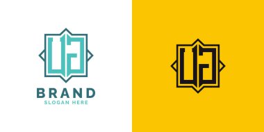 Modern UJ Monogram Logo Tasarımı. İlk harf UJ logosu, her marka için uygun çok yönlü markalaşma