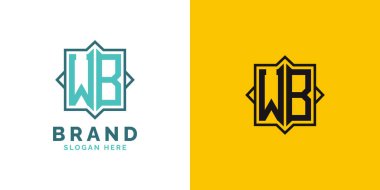 Modern WB Monogram Logo Tasarımı. İlk harf WB logosu, her marka için uygun çok yönlü markalaşma