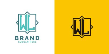 Modern WL Monogram Logo Tasarımı. İlk harf WL logosu, her marka için uygun çok yönlü markalaşma