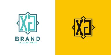 Modern XJ Monogram Logo Tasarımı. İlk harf XJ logosu, her marka için uygun çok yönlü markalaşma