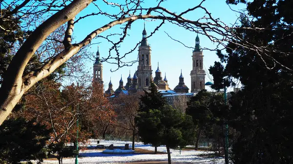 Zaragoza Katedrali Kış Ağaçlarının Çerçevelediği