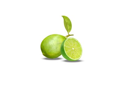 limon ya da limon dilimlenmiş beyaz arkaplan